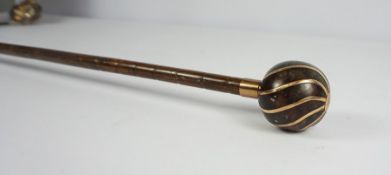 9ct Gold Mounted Walking Stick, Having Gold swirls to the Pommel, Stamped 9ct to the Gold collar,