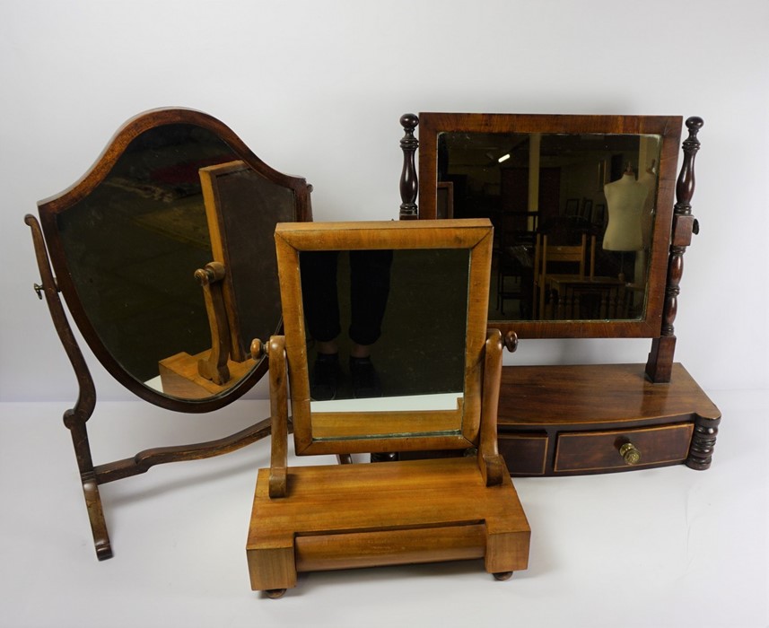 Georgian Mahogany Toilet Mirror, Having two small Drawers to the base, 53cm high, With a Victorian