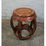 Chinese style Hardwood Barrel Seat / Stand, 47cm high, 35cm wideCondition reportLacking a piece of