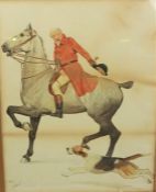 Cecil Aldin (1870-1935) "Figure on Horseback" Three Colour Lithographs, Signed and Dated 1901,