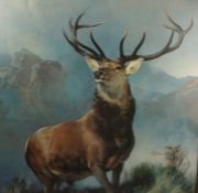 "Monarch of the Glen" Stag Picture, 47cm x 47cm, With four Modern Oils on Canvas, To include an