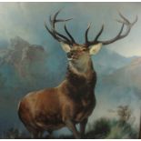 "Monarch of the Glen" Stag Picture, 47cm x 47cm, With four Modern Oils on Canvas, To include an