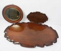 Collection of Antique Mirrors and Trays, To include a Victorian Aesthetic Oak Mirror, (5)