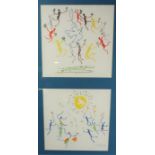 After Picasso Triptych Print, Dated 59, 26cm x 26cm, With another Dated 58, (2)