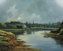 Shirley Cairnt "The Junction Pool, River Tweed Kelso" Limited Edition Signed Print, No 286 of 800,