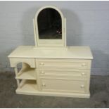 Modern Dressing Table, 71cm high, 124cm wide, 47cm deep, With a similar Mirror, (2)