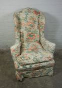 Queen Anne style Wing Back Armchair, 122cm high