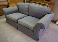 Blue Upholstered Sofa, 80cm high, 186cm wide