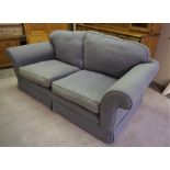 Blue Upholstered Sofa, 80cm high, 186cm wide