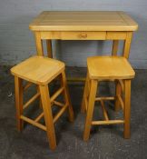 Modern Kitchen Table, With two Stools, Table Table 91cm high, 90cm wide, 61cm deep, (3)