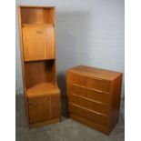 Retro Teak Unit, 179cm high, 51cm wide, 50cm deep, With a similar Chest of Drawers, (2)