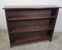 Stained Wood Open Bookcase, 88cm high, 107cm wide, 25cm deep