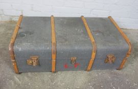 Canvas and Wood Bound Travel Trunk, 32cm x 89cm