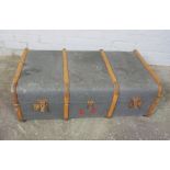 Canvas and Wood Bound Travel Trunk, 32cm x 89cm