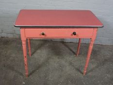 Antique Painted Kitchen Table, With a later top, 76cm high, 93cm wide, 39cm deep