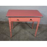 Antique Painted Kitchen Table, With a later top, 76cm high, 93cm wide, 39cm deep