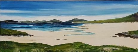 Anne White (Scottish, B.1960), The Beach, Luskentyre, Harris, acrylic on canvas, initials lower