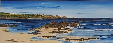 Anne White (Scottish, B.1960), Living on the Edge, St Abbs from Coldingham Bay, acrylic on canvas,