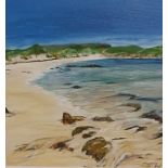 Anne White (Scottish, B.1960), Shimmering Sea, Scousburgh Sands, Shetland, acrylic on canvas,