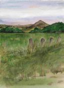 Anne White (Scottish, B.1960), Subtle Sunset, Ruber Law, watercolour on board, framed 33cm x 40.
