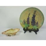 Art Deco Crown Devon for Fieldings Plate, 30cm diameter, With a Nautilus porcelain Shell shape