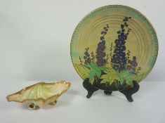 Art Deco Crown Devon for Fieldings Plate, 30cm diameter, With a Nautilus porcelain Shell shape