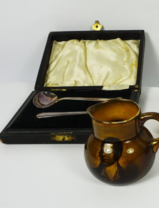 Tartanware String Box, 5cm high, 10cm wide, With a Mauchline Ware Burns Monument themed Box, - Image 3 of 3