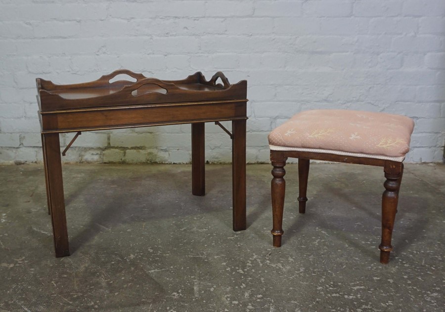 Mahogany Tray Top Occasional Table, 53cm high, 66cm wide, 46cm deep, With a Mahogany Footstool (2) - Image 2 of 5