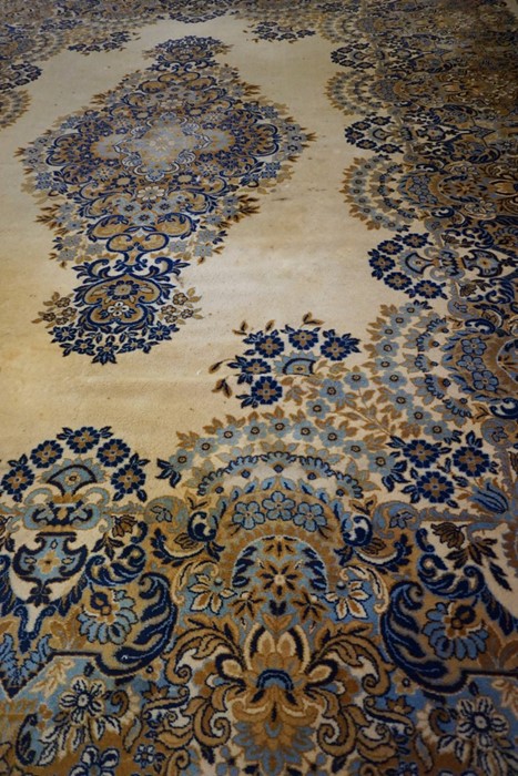 Super Keshan Machine Made Carpet, Decorated with Floral panels on a cream ground, 390cm x 300cm - Image 2 of 4