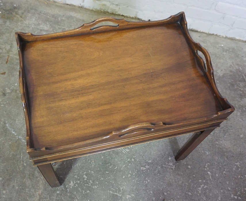 Mahogany Tray Top Occasional Table, 53cm high, 66cm wide, 46cm deep, With a Mahogany Footstool (2) - Image 4 of 5