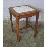 Oak Occasional Table, Having a Marble insert, 68cm high, 53cm wide, 53cm deep