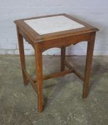 Oak Occasional Table, Having a Marble insert, 68cm high, 53cm wide, 53cm deep