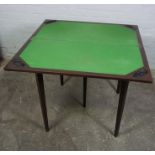 Mahogany Card Table, The fold over top enclosing a later green felt interior, The table extends on