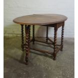 Oak Gateleg Table, 71cm high, 93cm wide, 136cm long