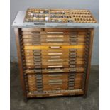 Vintage Oak Printing Chest, Having a later top, With ten drawers enclosing accessories, 127cm