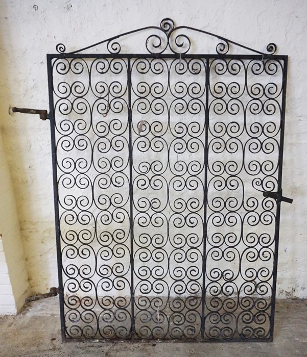 Architectural & Salvage Interest, Antique Wrought Iron Scrolled Gate, 182cm high, 134cm wide