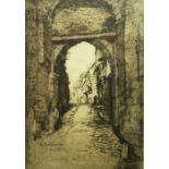 Adeline S Illingworth (1859-1930) "French Street Scene" Etching, Signed in pencil, 25cm x 17.5cm,