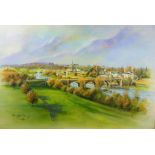 Ronnie Glass "Kelso Bridge" Acrylic, Signed and Dated 08, 56cm x 81.5cm