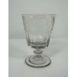 Regency style Glass Friendship Rummer, Monogrammed, Raised on a circular foot, 15cm high