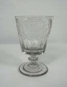 Regency style Glass Friendship Rummer, Monogrammed, Raised on a circular foot, 15cm high