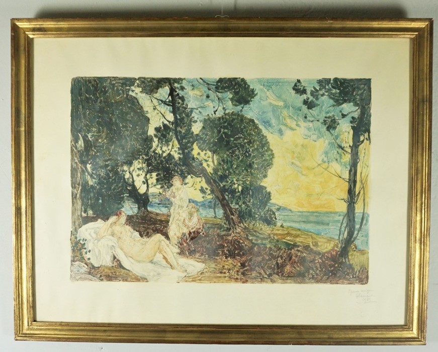 French School Lithograph, Signed indistinctly in pencil, Dated 1935, 33cm x 47.5cm - Image 2 of 5