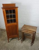 Mahogany Music Cabinet, 129cm high, 45cm wide, 39cm deep, With a Mahogany Nest of Three Tables, 53cm