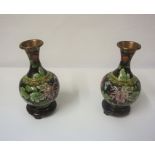 Pair of Chinese Cloisonne Vases on Copper (20th century) Of Baluster form, Decorated with floral