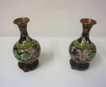 Pair of Chinese Cloisonne Vases on Copper (20th century) Of Baluster form, Decorated with floral