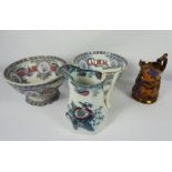 Two Victorian Bells "Butterfly" Pattern Pottery Punch Bowls, 15cm high, 25.5cm wide, With a