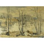 Edith Lawrence (1890-1973) "Loch Scene" Watercolour, Signed, 34cm x 49.5cm, *Artist Resale