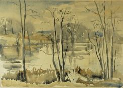Edith Lawrence (1890-1973) "Loch Scene" Watercolour, Signed, 34cm x 49.5cm, *Artist Resale