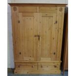 Modern Pine Wardrobe, Having two Doors above two Drawers, 200cm high, 147cm wide, 56cm deep