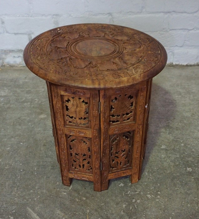 Indian style Hardwood Folding Table, 40cm high, 38.5cm wide