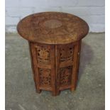 Indian style Hardwood Folding Table, 40cm high, 38.5cm wide